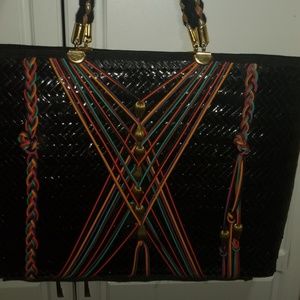 Black wicker handbag
